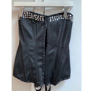 Charlotte Russe Black Corset lace up rhinestones